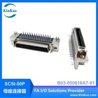 Connecteur femelle SCSI 50 broches, type à angle droit, connecteur femelle SCSI 50P pour carte de contrôle informatique, assemblage de circuits imprimés