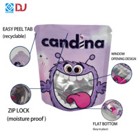 Bolsa de Embalaje Personalizada con Cierre Zip, Transparente, de Grado Alimenticio, para Dulces, Golosinas, Comida para Mascotas, con Diseño de Monstruo Morado