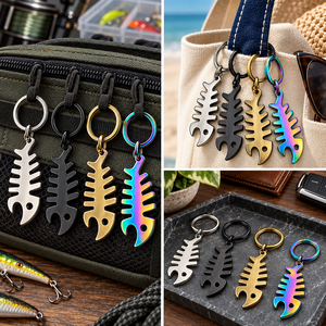 Llavero Abridor de Botellas de Acero Inoxidable con Forma de Espina de Pescado Personalizado en Colores Plata, Negro, Oro, Oro Rosa y Arcoíris - Product Image 3