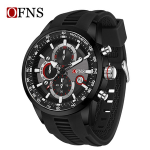 Montre à quartz pour homme OFNS 8024, bracelet en caoutchouc, calendrier, affaires, six aiguilles, grand cadran, <span class=keywords><strong>chronographe</strong></span> multifonction, étanche - Product Image 1