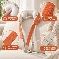 Appareil de massage du cou ergonomique blanc et orange avec pétrissage simulé des doigts, 2 vitesses et design portable