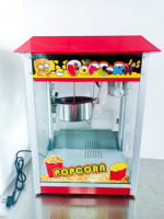 Machine à Popcorn Commerciale avec Chariot et Vitrine Chauffante Certifiée CE pour Cinéma, Théâtre, Snack-bar