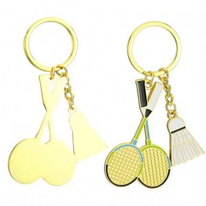 Wholesale Sports Keychains 3d Metal Badminton Keychain Enamel Gold Racket Key Chain <b>Man</b> <b>Keyring</b> Pendant Arena Badminton Keychain - Product Image 5