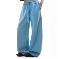 Pantalon de survêtement femme taille haute coupe large en molleton épais de coton, style streetwear oversize, grandes tailles personnalisées