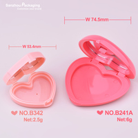 Casing perona pipi Mini dengan cermin lucu wadah krim perona pipi kemasan kosmetik hati dengan logo kustom untuk anak-anak