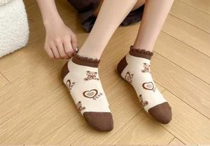 <b>Women</b> Summer Cotton Midi <b>Socks</b> Floral Bear Pattern Ribbed Casual Ankle to Mid Calf <b>Socks</b> Daily Wear - Product Image 4