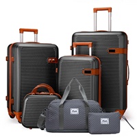 Valise à roulettes en ABS six pièces avec roulettes pivotantes et fermeture éclair anti-explosion, bagage léger