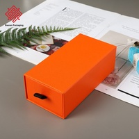 Étui à lunettes Baoren noir orange avec boîte d'emballage en papier kraft de style tiroir Boîtes cadeaux de lunettes de soleil rouge à lèvres bleu marine