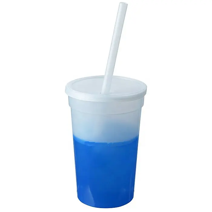Hot Selling Plastic Stadium Mood Color Changing Drinking Cup With Lid