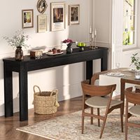 Table console en bois noir gaufré style farmhouse de 47 pouces
