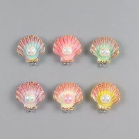 Breloques en résine en forme de coquillage, colorées, à dos plat, imitation perle, pendentifs coquillages de plage et d'océan