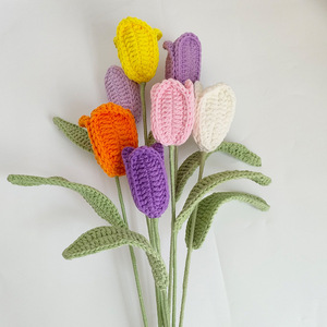 Tulipán inmortal DIY tejido a mano ganchillo lana <span class=keywords><strong>ramo</strong></span> de flores simulación <span class=keywords><strong>tulipanes</strong></span> regalos de vacaciones <span class=keywords><strong>ramo</strong></span> de flores artificiales - Product Image 4