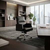 Chaise de bureau exécutive moderne en cuir PU, dossier haut, pivotante, base en acier, pour bureau commercial, bureau à domicile, salon