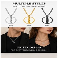 Collier pendentif personnalisé en acier inoxydable, vente en gros, unisexe, collier cercle rotatif, bijoux de mode, fournisseur OEM ODM