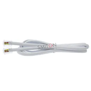 Suministro directo de fábrica Cable de comunicación plano Utp personalizado Rj11 Cable de conexión Blanco 4 núcleos Línea telefónica de PVC 6P4C 2,4*4,8mm