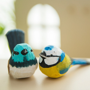 Ornements d'oiseaux sculptés à la main shengx, artisanat en bois, décorations d'animaux pour la maison et le bureau - Product Image 4