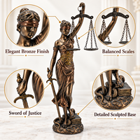 Statue de la Déesse de la Justice en Bronze, Sculpture de Thémis de 14 pouces avec Balances et Épée, Décoration de Bureau d'Avocat et Cadeau Juridique