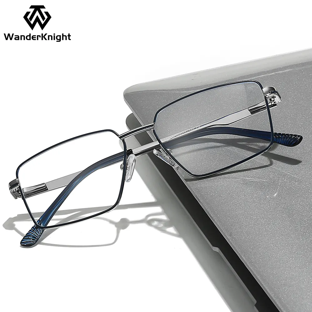 2024 Retro Fashion Classic Design Herren Square Frame Business Brillen fassungen Großhandel Anti Blue Light Metal optische Rahmen