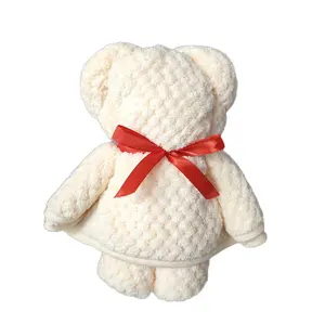 Creative Warp Knitted Pineapple Coral Plush Gift Little Bear Towels PVC Handbag Towels Wholesale