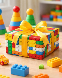 Colorful <b>building</b> <b>block</b> pattern gift wrapping paper double sided printed children gift wrapping paper customizable - Product Image 5