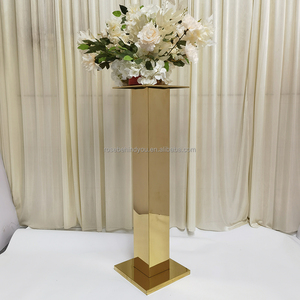 Đám cưới vàng thép không gỉ plinths hoa đứng Bảng trang trí phụ kiện đám cưới centerpieces - Product Image 4