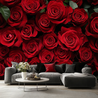 Roses rouges romantiques Murals muraux modernes imperméables en 3D pour la décoration murale de la chambre à coucher de mariage Papier peint personnalisé pour la maison