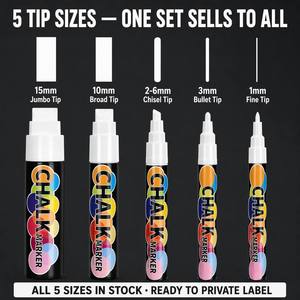 Set di 5 <span class=keywords><strong>Pennarelli</strong></span> Cancellabili OEM per Vetro, <span class=keywords><strong>Lavagna</strong></span>, Menu Board, Logo Personalizzato, Etichetta Privata, Confezione Semplice, Fornitore - Product Image 2