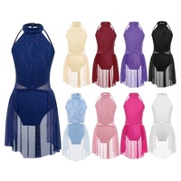6-16 enfants vêtements de danse robes justaucorps sans manches dentelle danse salle de bal latine lyrique enfants filles danse Costumes