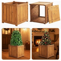 Nouvelle Jardinière en Bois Rustique 2026, Table d'Appoint Polyvalente et Rangement, Pot Carré Décoratif pour Plantes, Mini Sapin de Noël, Terrasse