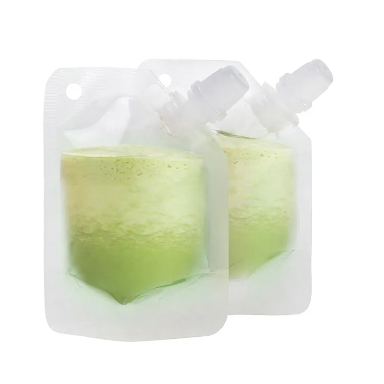 Conteneur d'eau Portable biodégradable et réutilisable, emballage en plastique transparent, sac de buse, sac de jus avec bec