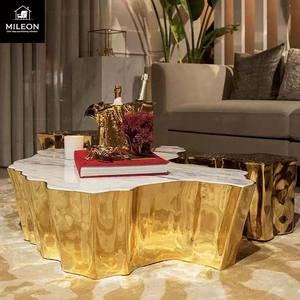 Lüks Bilgi Ağacı Sehpası, Antik Patinalı Parlak Pirinçten, Altın Ağacı Motifiyle İşlenmiş - Product Image 2