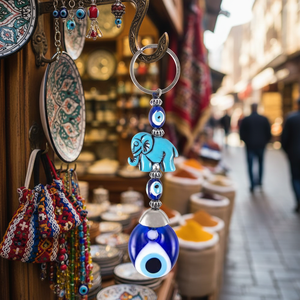 Llavero con Cuentas de Ojo Turco con Figura de Elefante, Hecho en Turquía - Product Image 3