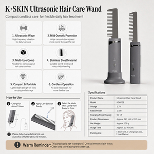 K-SKIN Ultrasonic <b>Scalp</b> Massage <b>Brush</b> Atomizing Hair Care Comb Stainless Steel Applicator OEM ODM for Home Salon Use - Product Image 1