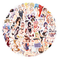 6 designs, 50 pièces/sac, autocollants imperméables de filles sexy en bikini, autocollants amovibles pour voitures, décoration de planches à roulettes