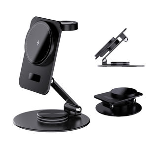 Nouvelle idée de produit 2024 Station de charge pliable 360 Rotation flexible bureau magnétique 3in1 chargeur sans fil support pour téléphone portable - Product Image 1
