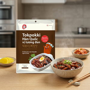 O'food Korean Instant Tokpokki Rice Cake - Jjajang Black <b>Bean</b> Sauce 140g (Non-Spicy) | Wholesale - Product Image 1