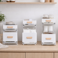 Organisateur de cuisine en métal extensible à 2 niveaux réglable pour sous-évier