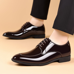 Chaussures habillées formelles pour hommes 2024, noires, à lacets, Oxford, semelle en caoutchouc, pour le bureau et la carrière, couleur unie, doublure en PU, toutes saisons - Product Image 3