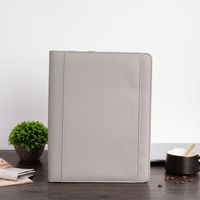Portafolio de lona Oxford gris con cremallera, carpeta de documentos con anillo de tamaño A4, carpeta de archivos con soporte para teléfono