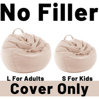 Pouf en velours côtelé beige (housse uniquement) doux et de qualité supérieure, rembourrable, pour organiser les jouets en peluche des enfants