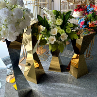 Support de fleurs en métal miroir doré, argenté et en acier inoxydable pour décoration de mariage, centres de table et décorations de table