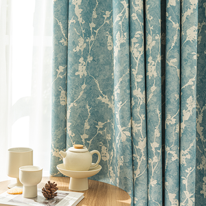 <span class=keywords><strong>Rideaux</strong></span> occultants Monet Apricot Whisper, bleu clair floral, à œillets, pour salon, style minimaliste, vente en gros au mètre - Product Image 3
