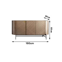 Buffet moderne de luxe en bois, armoire de rangement incurvée avec pieds en métal, console de salon, credenza pour la décoration de la maison et de l'hôtel
