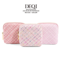 Pochette à bijoux de voyage rose, étui de rangement pour bijoux en tweed durable, mini organisateur pour bagues, boucles d'oreilles, colliers, femmes, filles, cadeau pour maman