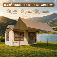 Nueva Carpa Glamping Profesional de Dos Habitaciones, 8.7m, Puerta Única, Cinco Ventanas, Resistente al Viento, Estable, de Oxford y PVC, para Playa y Senderismo