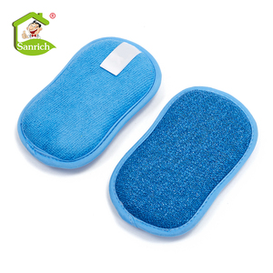 Éponge de cuisine biodégradable avec cordon, en microfibre et fibre de <span class=keywords><strong>bambou</strong></span>, tampon de nettoyage multifonctionnel <span class=keywords><strong>double</strong></span> <span class=keywords><strong>face</strong></span> - Product Image 4