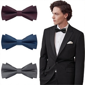 Men's Plain <b>Polyester</b> Pre-Tied Adjustable Bow <b>Tie</b> for Weddings & Tuxedos-Gift Bow <b>Ties</b> - Product Image 3