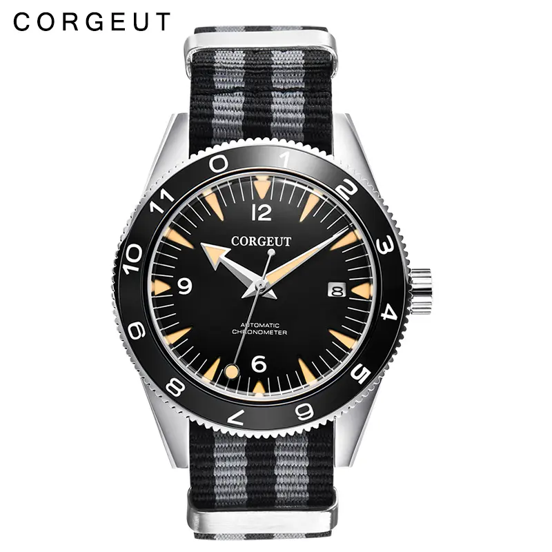 High Quality Corgeut 41Mm sapphire men Nylon Automatic Mechanical Dive Watches