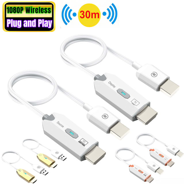 30M Wireless HDMI Transmitter and Receiver Extender Kit Display Adapter for Video Audio to Monitor From TV Box/Laptop/Projector