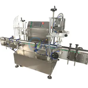 Table top stainless steel PLC controller automatic pet glass bottle liquid bottle water filling machine capping machine